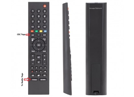 Arçelik, Beko, Grundig, CEC ve TV/Radio tuşlu LCD/LED TV kumandası Arçelik, Beko, Grundig, CEC ve TV/Radio tuşlu LCD/LED TV kumandası