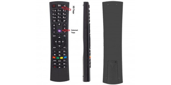 Vestel, Regal, SEG, Hi-Level, Finlux, Nexon, Telefunken, Techwood 3D ve internet tuşlu LCD/LED TV kumandası