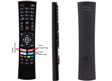 Vestel, Regal, SEG, Hi-Level, Finlux, Nexon, Telefunken Netflix, YouTube ve Prime Video tuşlu LED/LCD TV kumandası Vestel, Regal, SEG, Hi-Level, Finlux, Nexon, Telefunken Netflix, YouTube ve Prime Video tuşlu LED/LCD TV kumandası