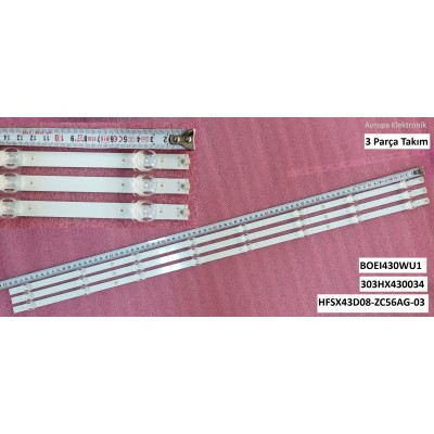 ARÇELİK A43 A 550 B -  BEKO B43 A 550 B - GRUNDIG 43 GEF 5900 B LED Bar - 3 Parça Set